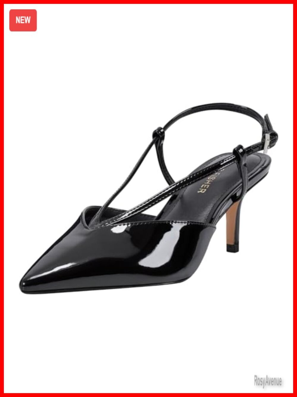 Faux Patent Leather Pointy Toe Slingback Stiletto Heel Dress Pumps Formal